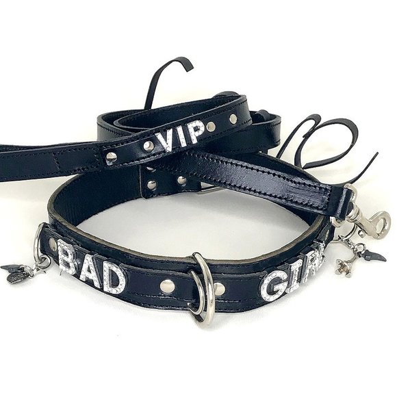 "Bad Girl" Crystal Collar & Leash, 19"-22" - Picture 1 of 6
